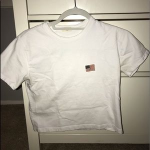 White brandy shirt with American flag embroidery